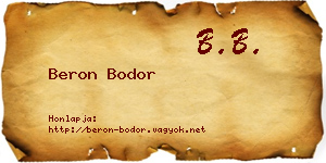 Beron Bodor névjegykártya